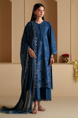 COBALT SILK-3PC CHIKANKARI SUIT