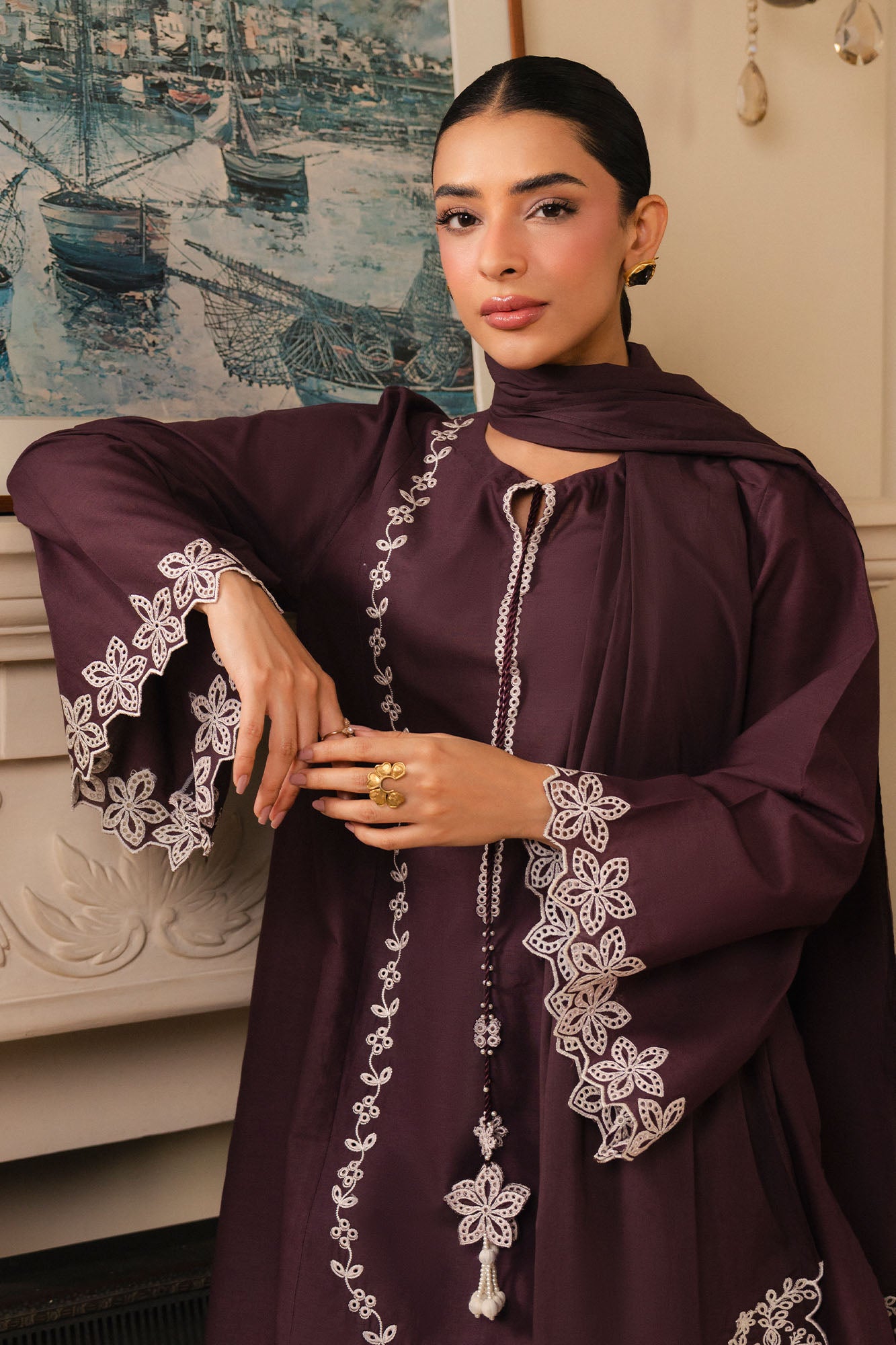 ROYAL PRUNE-2PC (SHIRT & DUPATTA)