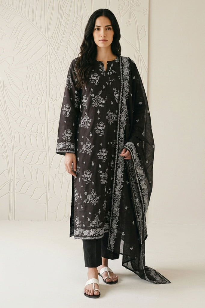 PHANTOM BLACK-3 PIECE PRINTED LAWN SUIT
