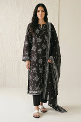 PHANTOM BLACK-3 PIECE PRINTED LAWN SUIT