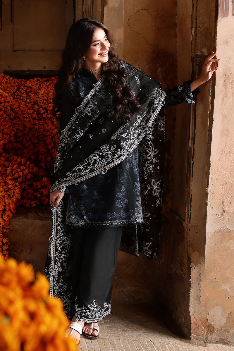 NOIR ESSENCE-3PC PRINTED & EMBROIDERED LAWN SUIT