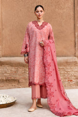PEACH ATELIER-3PC PRINTED & EMBROIDERED LAWN SUIT