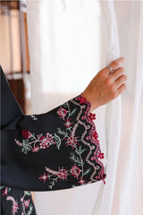 MIDNIGHT FLORA-3PC SATIN EMBROIDERED SUIT
