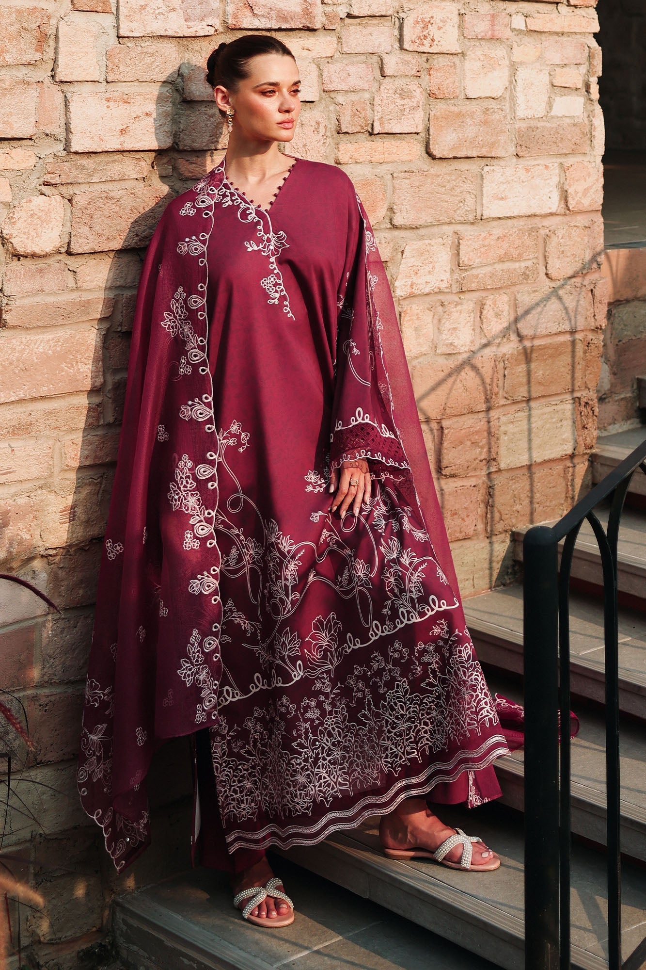 PLUM ESSENCE-3PC (SHIRT, TROUSER & DUPATTA)