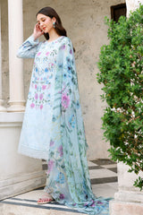 AQUA GLINT-3PC EMBROIDERED LAWN SUIT