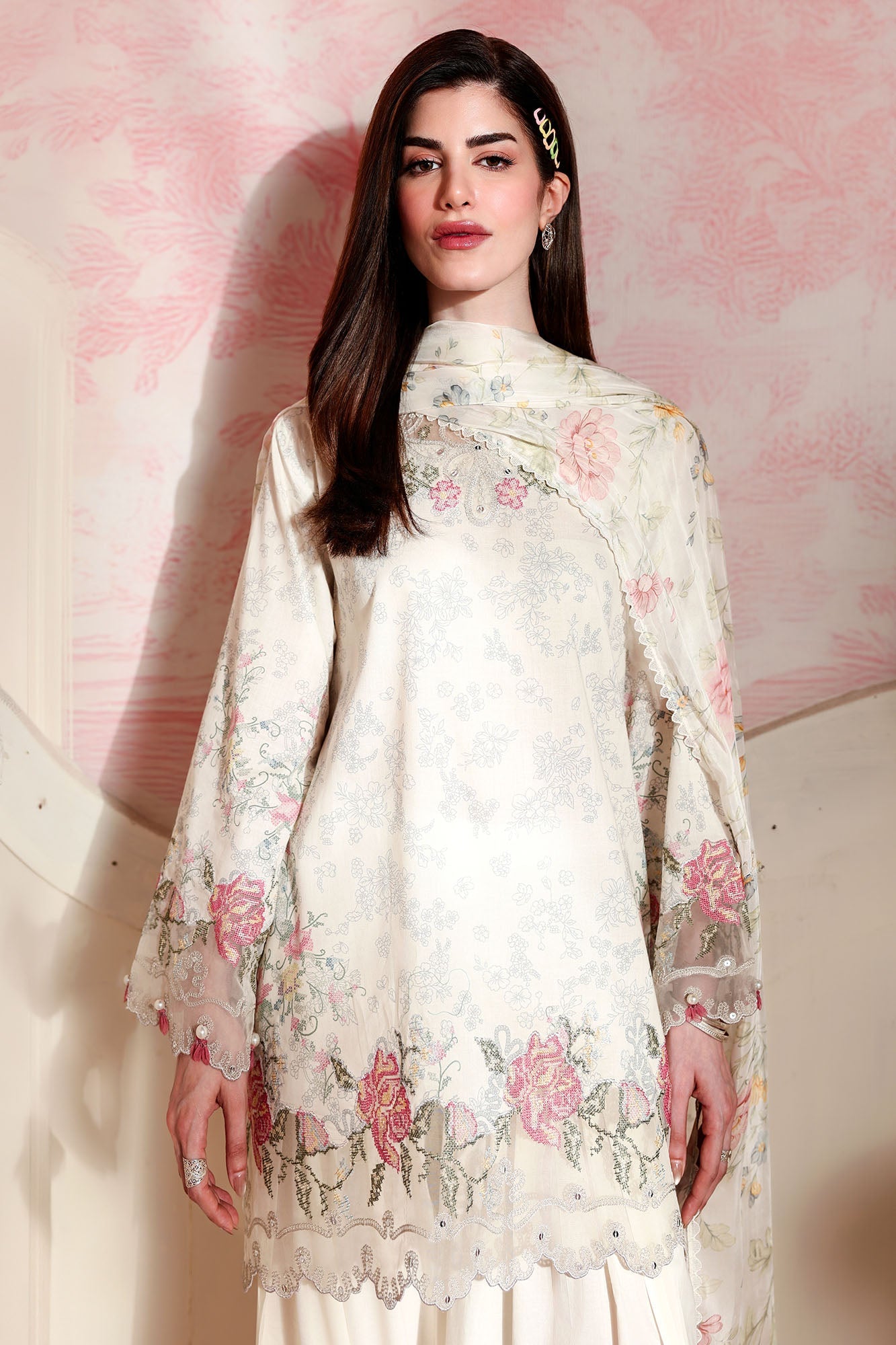 PETAL FORM-3PC PRINTED LAWN SUIT