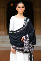 CLOUD CREAM-3PC SATIN EMBROIDERED SUIT
