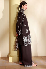 SEPIA DARK-3PC EMBROIDERED LAWN SUIT