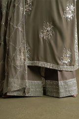 GRAY HUES-3PC VELVET EMBROIDERED SUIT
