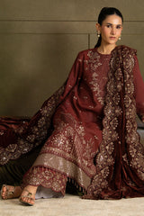 VELVET ROUGE-3PC  FANCY YARN EMBROIDERED SUIT
