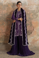 PURPLE GLAM-3PC  FANCY YARN EMBROIDERED SUIT