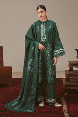 MEADOW GREEN-3PC LINEN PRINTED SUIT