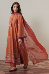 SCARLET EMBER-3PC EMBROIDERED SUIT