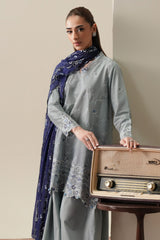 AQUA SMOKE-3PC EMBROIDERED SUIT