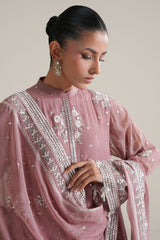 ROSEWOOD PINK-4PC CHIFFON EMBROIDERED SUIT