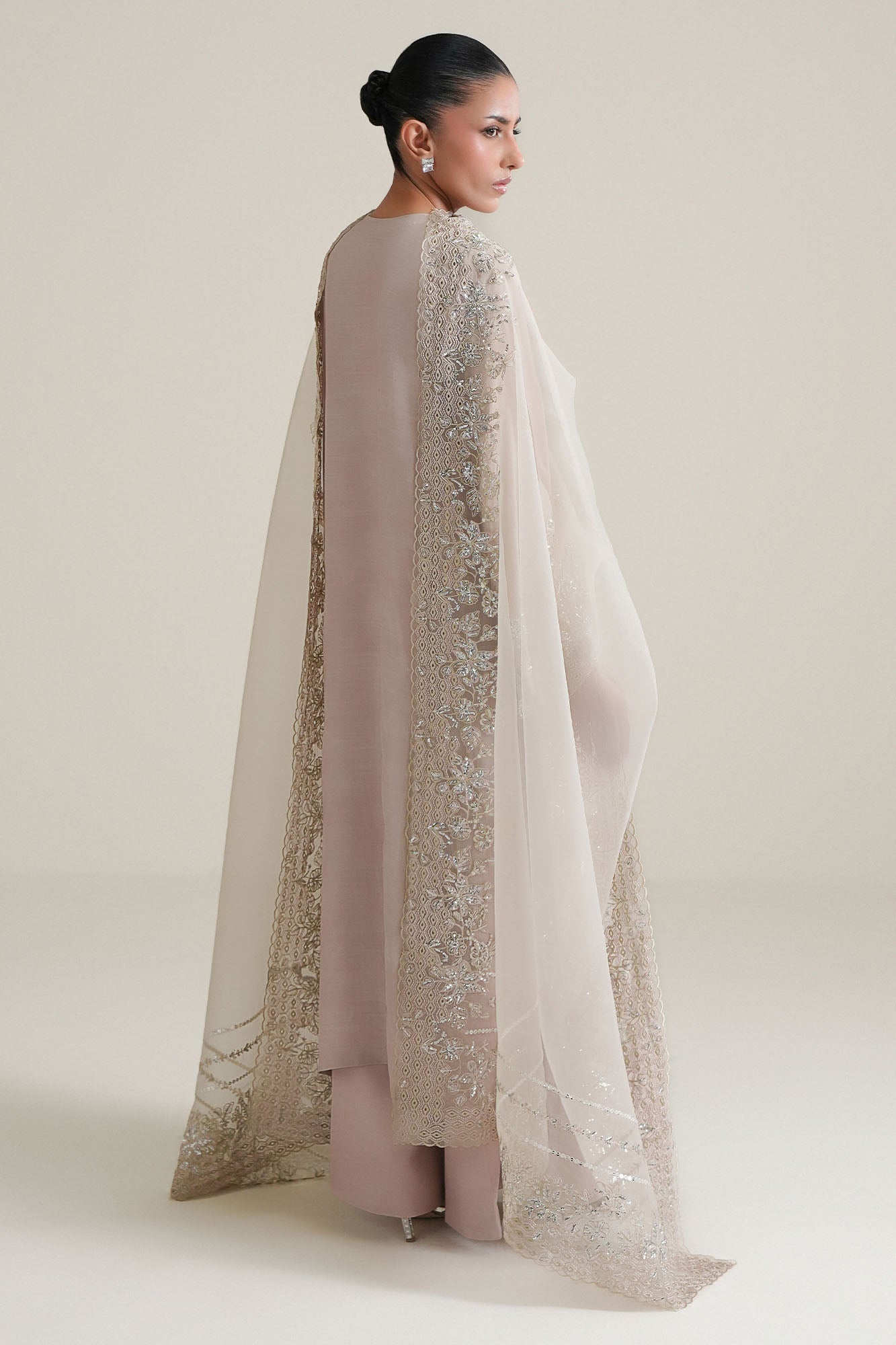 MISTY ASH -3PC SILK EMBROIDERED SUIT