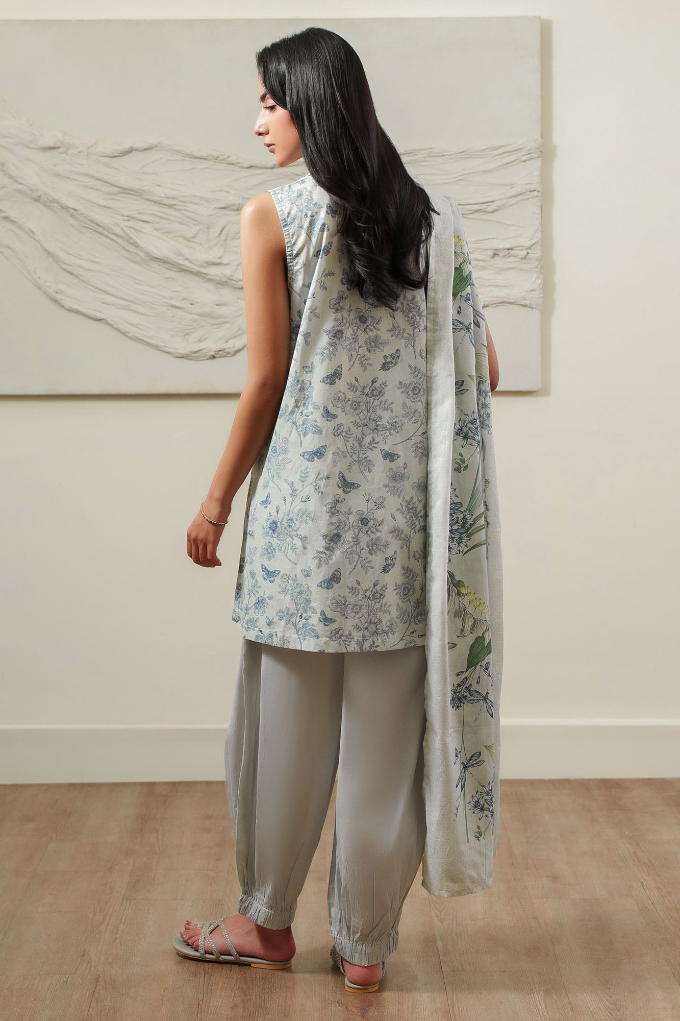 GRAY HORIZON-3 PIECE PRINTED LAWN SUIT