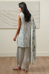 GRAY HORIZON-3 PIECE PRINTED LAWN SUIT