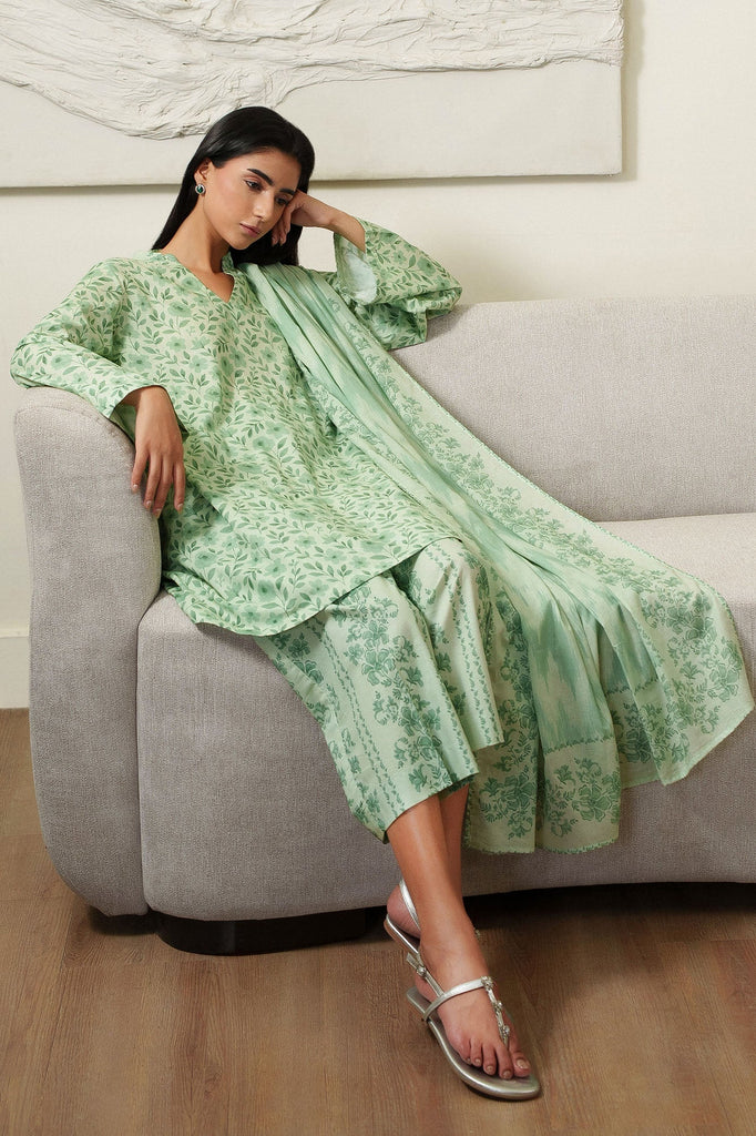 MINT BLOOM-3 PIECE PRINTED LAWN SUIT
