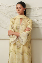 OCHRE CHARM-3 PIECE PRINTED LAWN SUIT