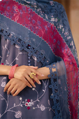 INDIGO DUSK-3PC EMBROIDERED LAWN SUIT