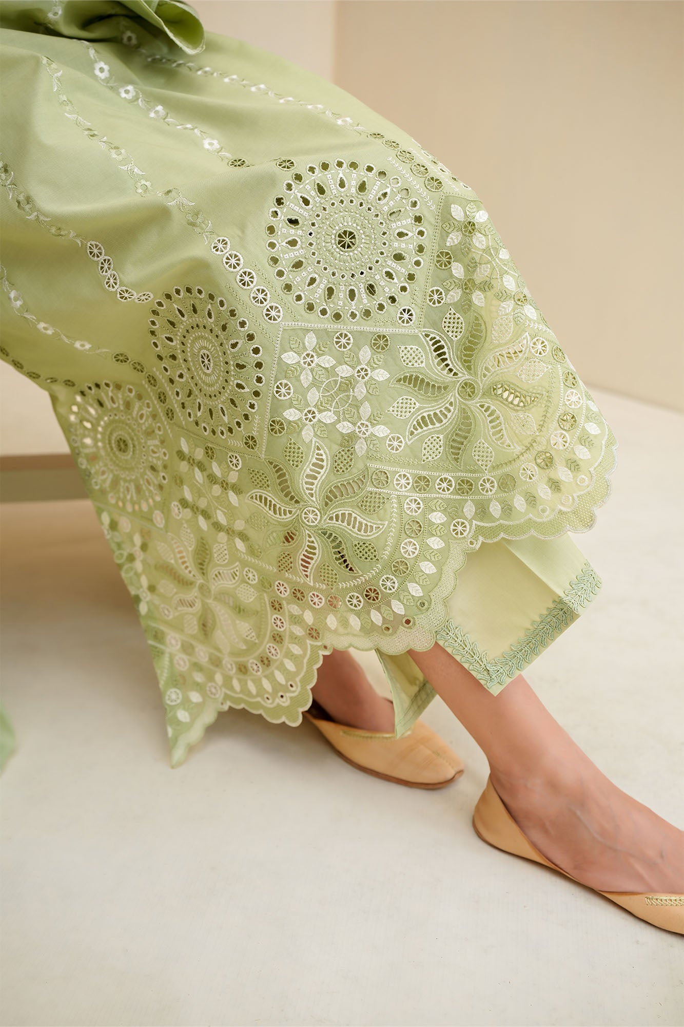 SAGE SILK-3PC CHIKANKARI SUIT