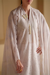 LAVENDER WHITE-3PC CHIKANKARI SUIT