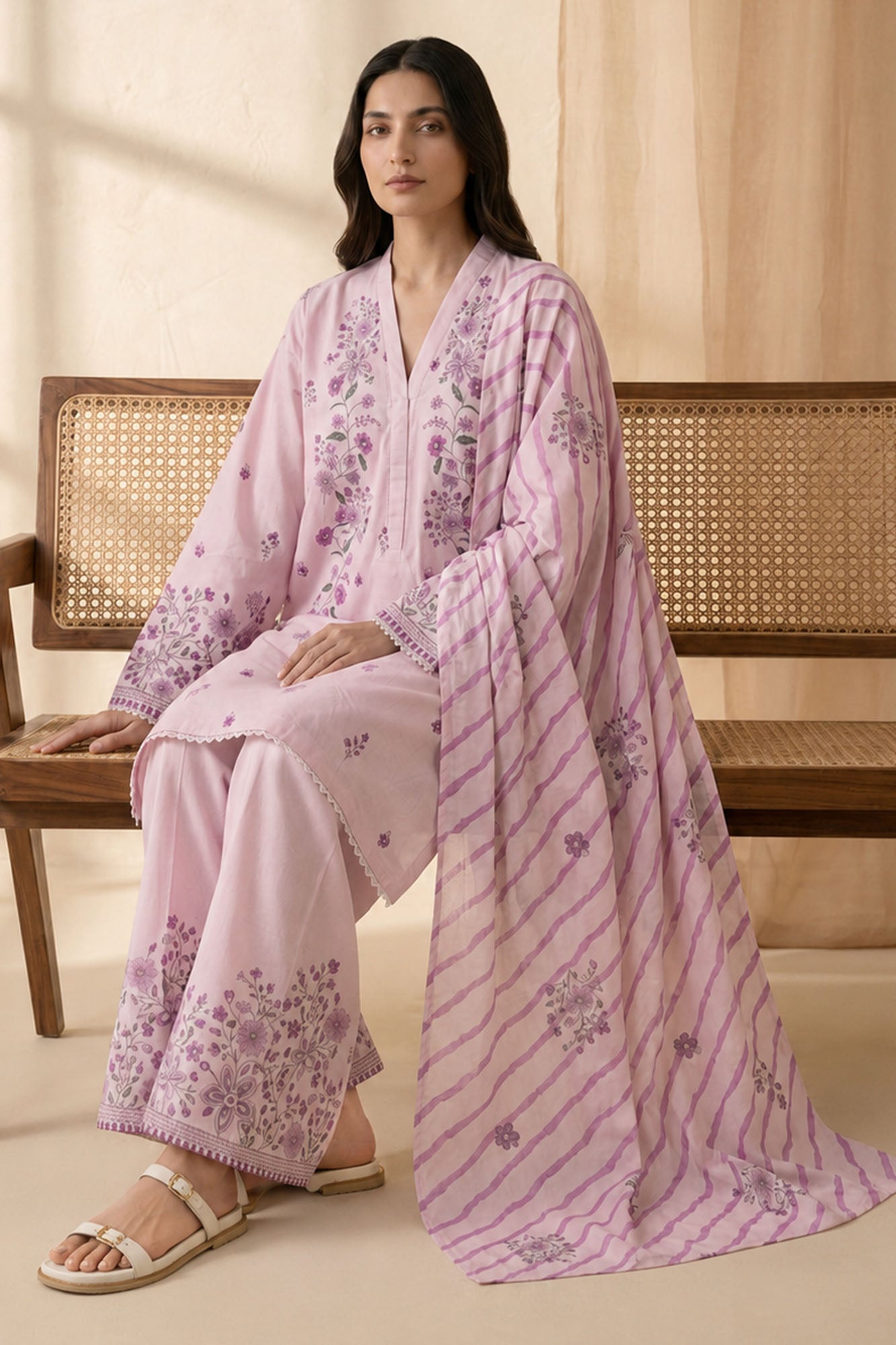 SPRING LILAC-3 PIECE PRINTED LAWN SUIT