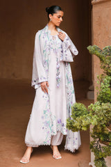 MAUVE TINT-3PC SATIN EMBROIDERED SUIT