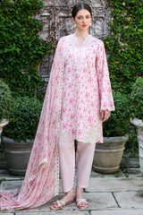 PEACH SPRINKLE-3PC EMBROIDERED LAWN SUIT