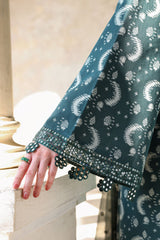 TEAL SPRUCE-3PC EMBROIDERED JACQUARD SUIT