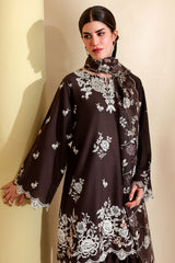 SEPIA DARK-3PC EMBROIDERED LAWN SUIT
