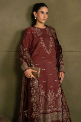 VELVET ROUGE-3PC  FANCY YARN EMBROIDERED SUIT