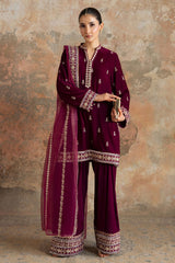 PLUM ATELIER-3PC  VELVET EMBROIDERED SUIT