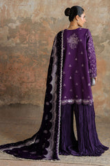 PURPLE GLAM-3PC  FANCY YARN EMBROIDERED SUIT