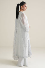 BLUE FROST-4PC NET EMBROIDERED SUIT