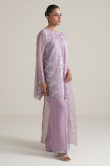 MAJESTIC VIOLET-4PC NET EMBROIDERED SUIT