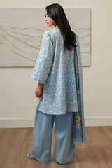 SERENE BLUE-3 PIECE PRINTED LAWN SUIT