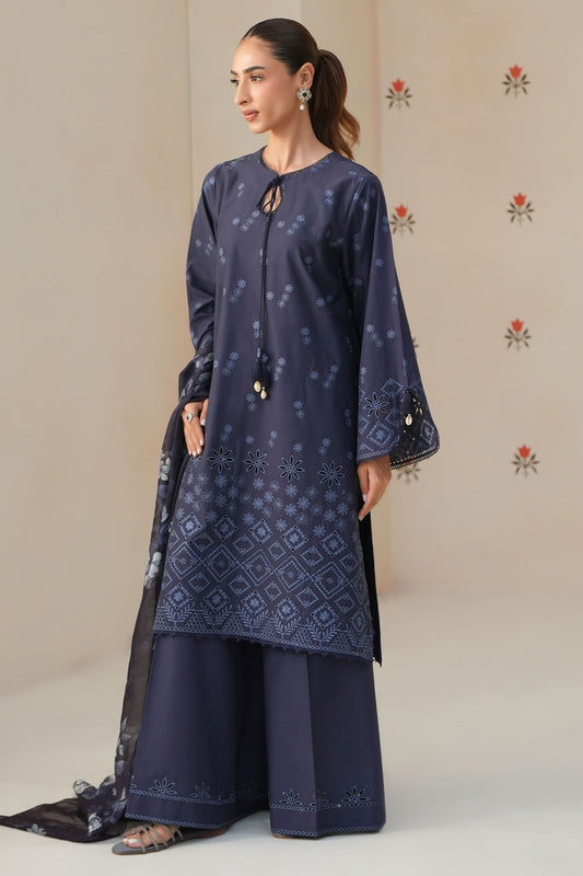 BLUE FLORET-3PC CHIKANKARI SUIT