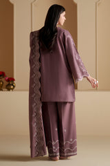 ASH PLUM-3PC CHIKANKARI SUIT
