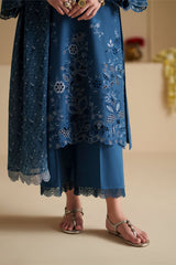 COBALT SILK-3PC CHIKANKARI SUIT