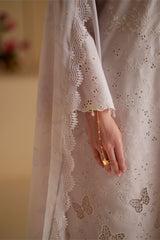 LAVENDER WHITE-3PC CHIKANKARI SUIT