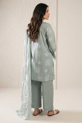 GREEN ESSENCE-3 PIECE PRINTED LAWN SUIT