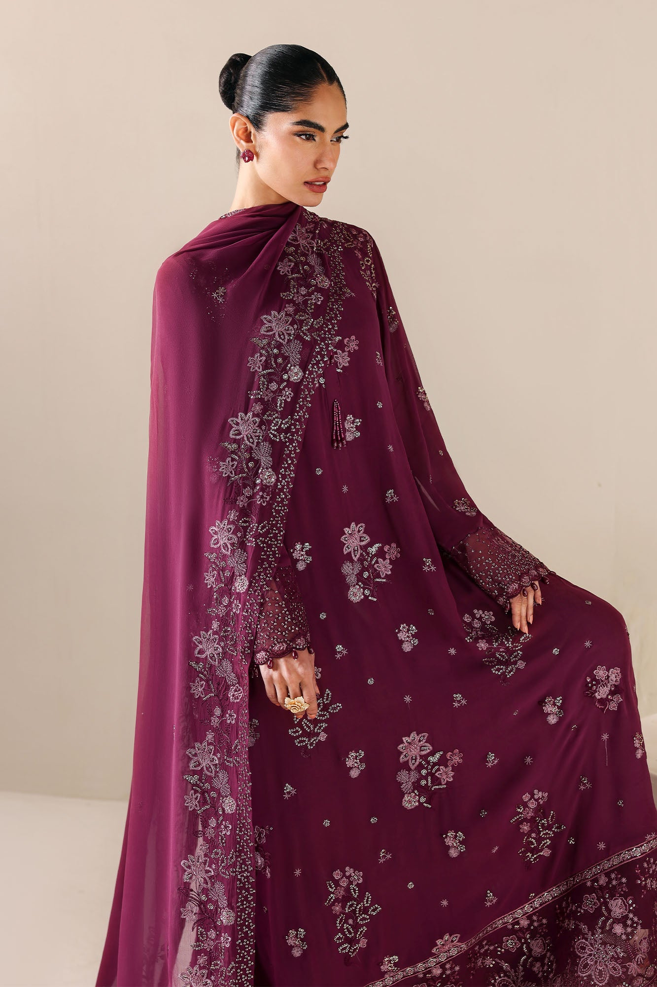 RUBY GARNET-4PC CHIFFON EMBROIDERED SUIT