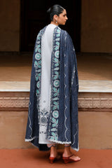 ETHNIC AZURE -3PC SATIN PRINTED SUIT