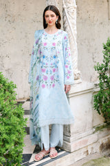AQUA GLINT-3PC EMBROIDERED LAWN SUIT