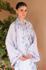 MAUVE TINT-3PC SATIN EMBROIDERED SUIT