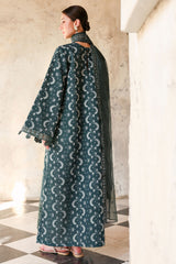 TEAL SPRUCE-3PC EMBROIDERED JACQUARD SUIT