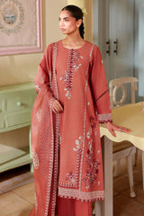 FADED RUST-3PC EMBROIDERED LAWN SUIT