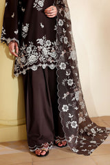 SEPIA DARK-3PC EMBROIDERED LAWN SUIT